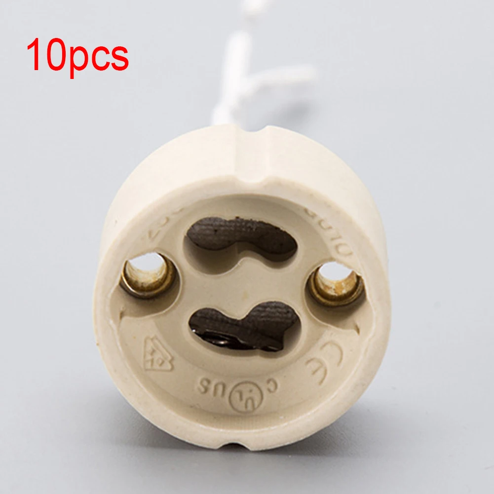 

10 X GU10 Socket Lamp Holder Base Ceramic Cable Wire Connector Adaptor，Fixture