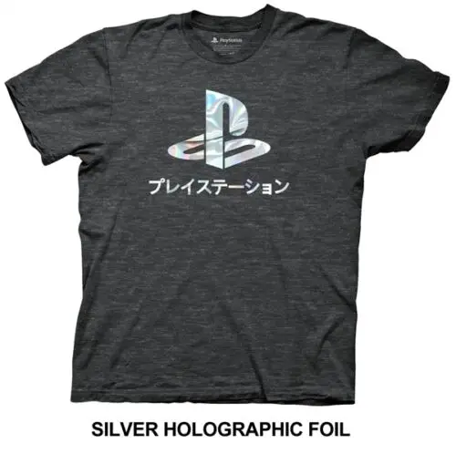 PlayStation Foil Print Logo Video Games Licensed Cotton Blend Adult T Shirt