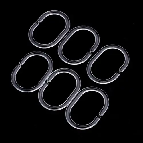 12Pcs Plastic Bathroom Shower curtains Hooks Rings Clearin Shower