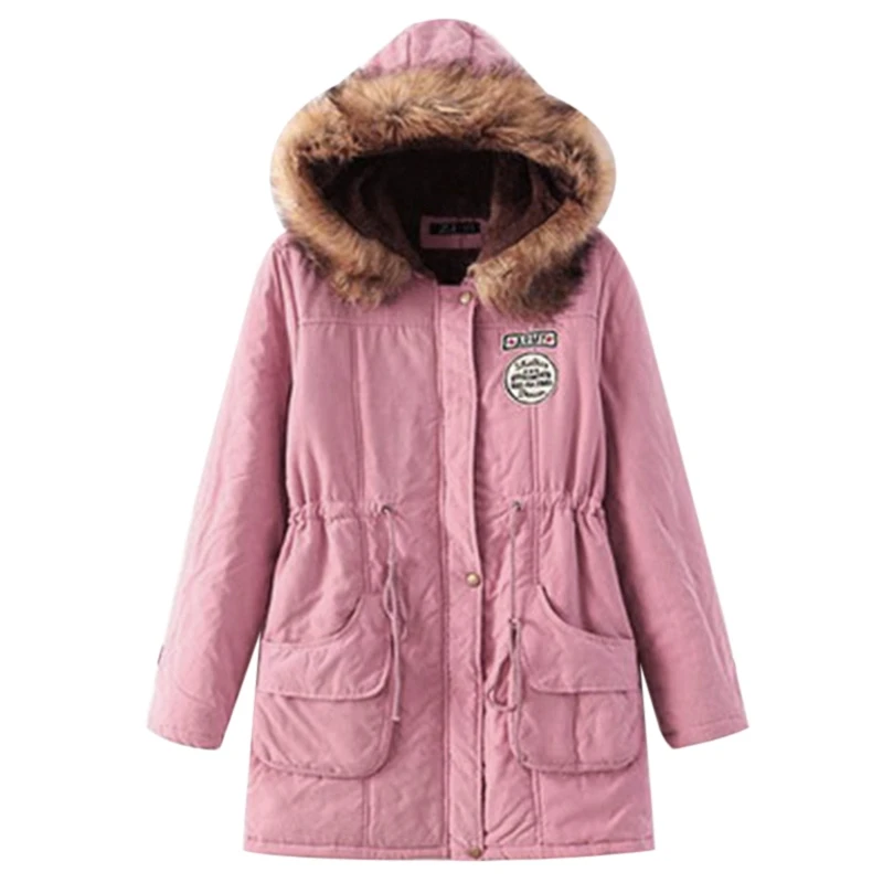 OEAK 2018 Winter Jacket Women Warm Parkas Fur Collar Long Coat Casual Thicken Cotton Wadded Office Ladies Outwear Plus Size