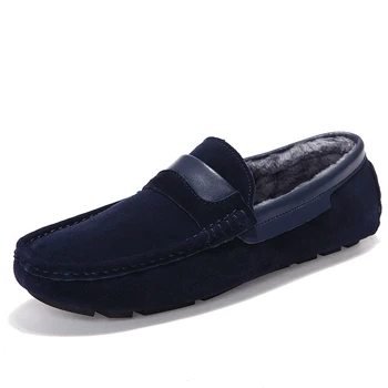 

Classic Suede Winter Shoes Men Plush Warm Winter Men Shoes Casual Slip On Blue Black Yellow