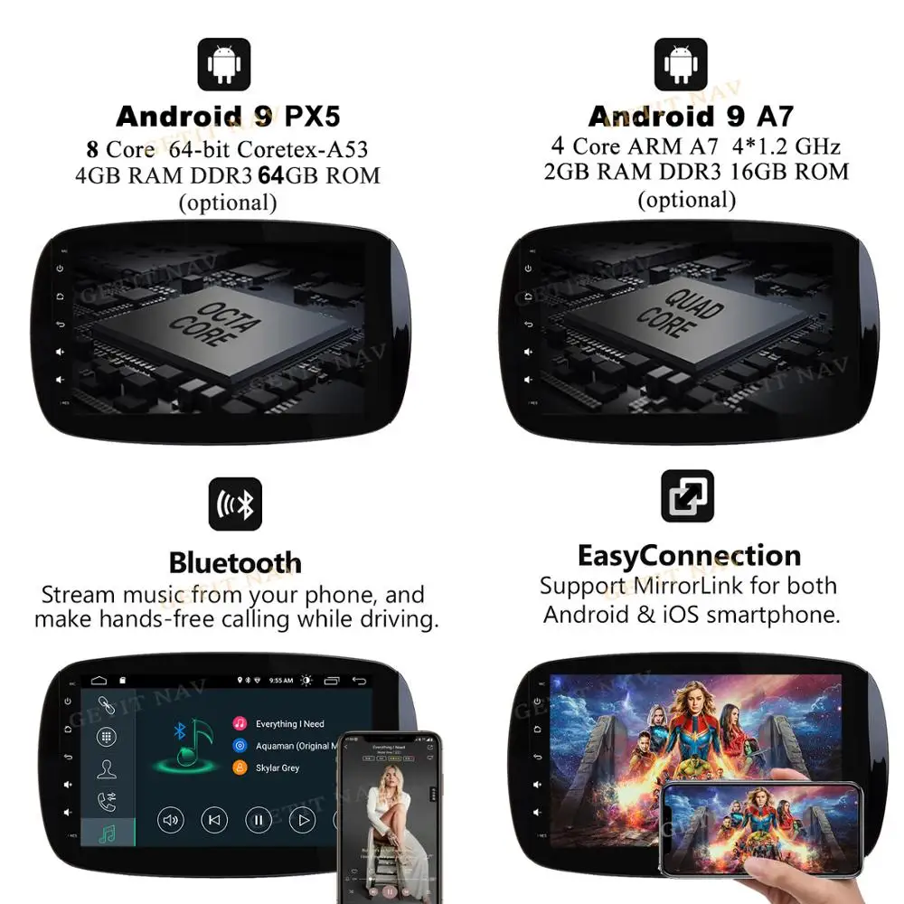 Sale 9" Android 9 Car Stereo Radio multiplayer for Benz Smart Fortwo 2016 2017 2018  Radio wifi BT Car Head Unit GPS Navigation 1