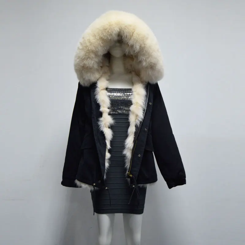Parka Fourrure Couleur De Fourrures Femmes Abricot Belle Mme Capot Nouveau Veste Renard wFTxPZInTq