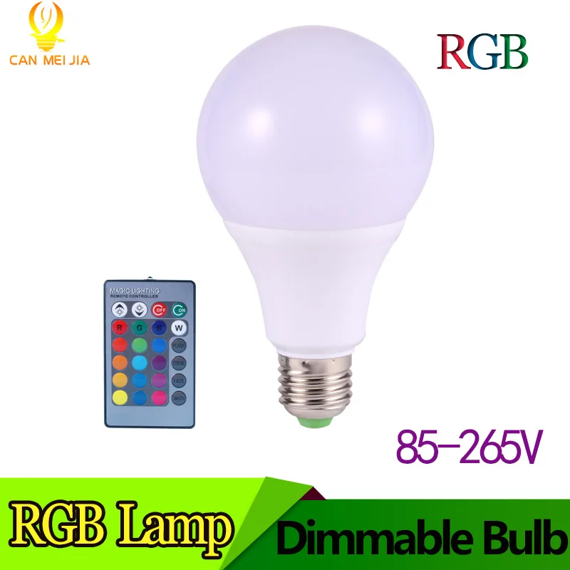 

Magic E27 LED RGB Light Bulb with 16 Color Options 3w 5w 7w RGB E27 Led Spotlight with 16 Key Remote Controller AC 110V 220V