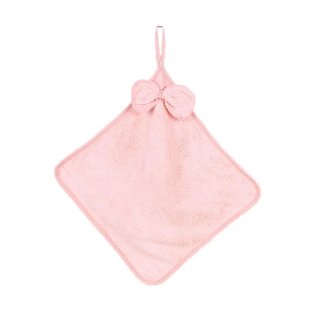 lightpink Симпатичная бабочка кораллового флиса бант висячая сухая рука полотенце/блюдо Протирка салфетка для кухни и использования в ванной - Цвет: lightpink