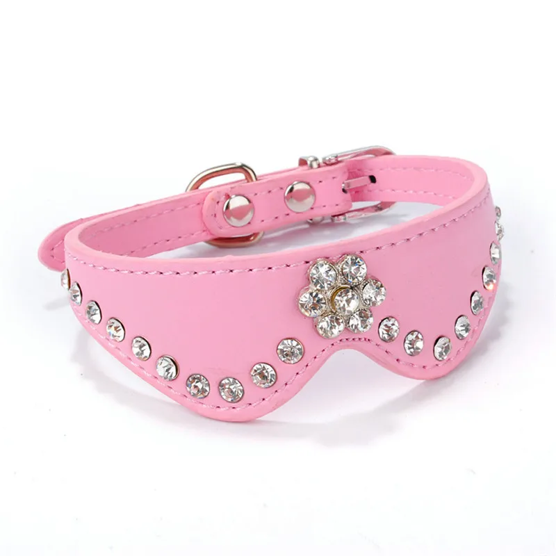 

PU Leather Spike Studded Adjustable Pet Collar Plum Rhinestone Diamond Decoration Tie Pet Small Dog Collar Pet Supplies