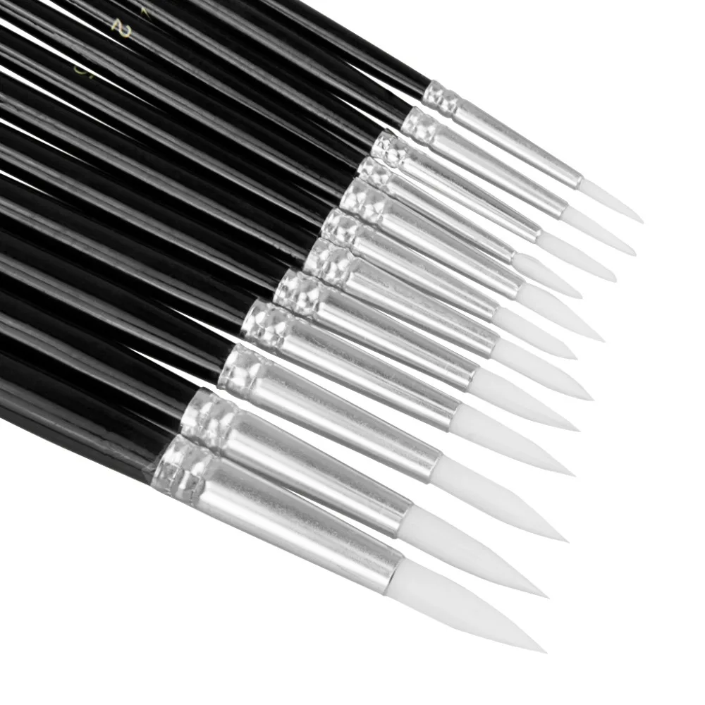 12pcs Round Tip Paint Brush Set Professional Nylon Hair Numbered