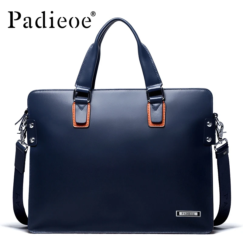

Padieoe 2018 New Designer Leather Male Briefcase Men Shoulder Bags Laptop Bag Leather Portfolio Male Business Men Briefcase