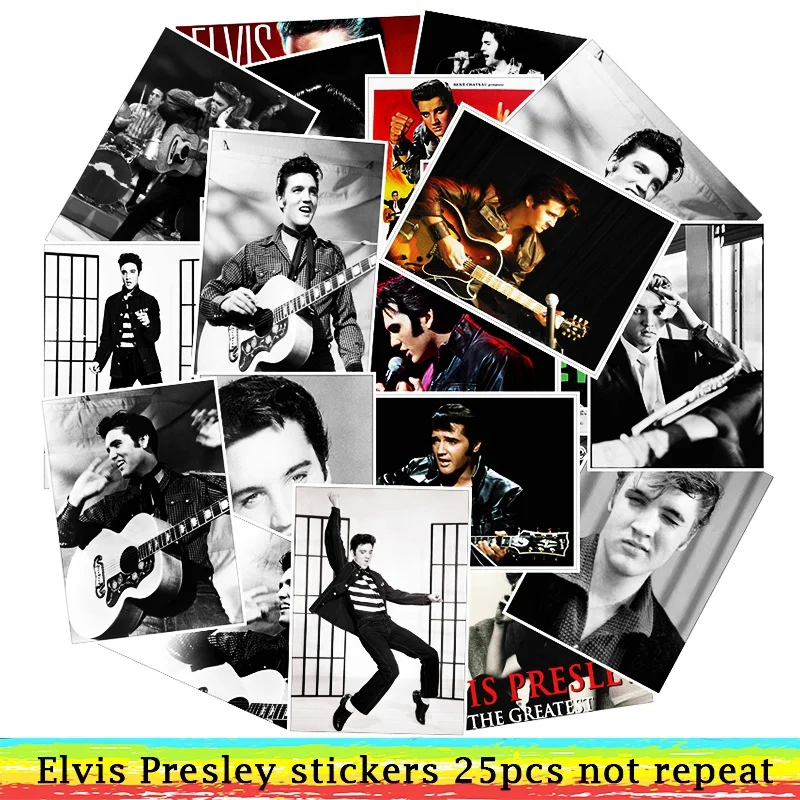 

25Pcs/Lot Waterproof Dancer Elvis Presley PVC Stickers For Laptop Motorcycle Skateboard Luggage Decal Toy Sticker
