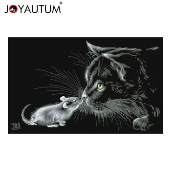 

14CT counted Craft Home DIY Cross Stitch Needlework Factory Direct hand Embroidery Kit set needle art Cat and mouse animals