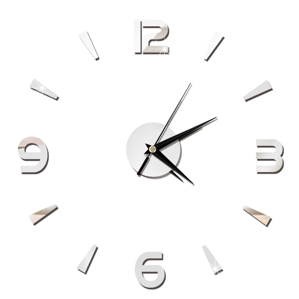 Настенные часы Наклейка 3D часы кварцевые часы настенные часы современный дизайн большие декоративные часы акриловые наклейки в европейском стиле гостиная - Цвет: Sliver