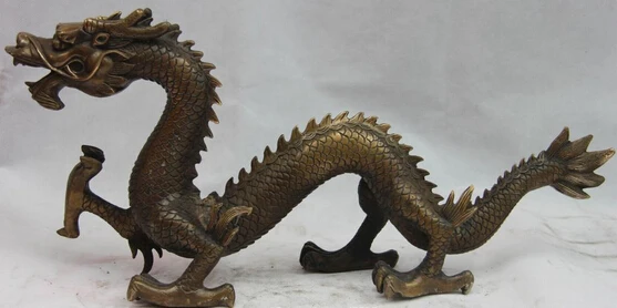 

song voge gem S0081 China Folk old bronze Copper Feng Shui Lucky auspicious Zodiac Fly Dragon Statue