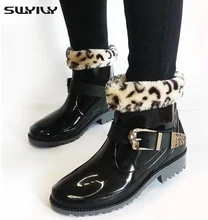 Printemps Et Automne Femmes Bottes de Pluie Avec Des Chaussettes, Martin Style Chaussures Imperméables, Slip-On Avec Paillettes Mode Couvre-chaussures en caoutchouc