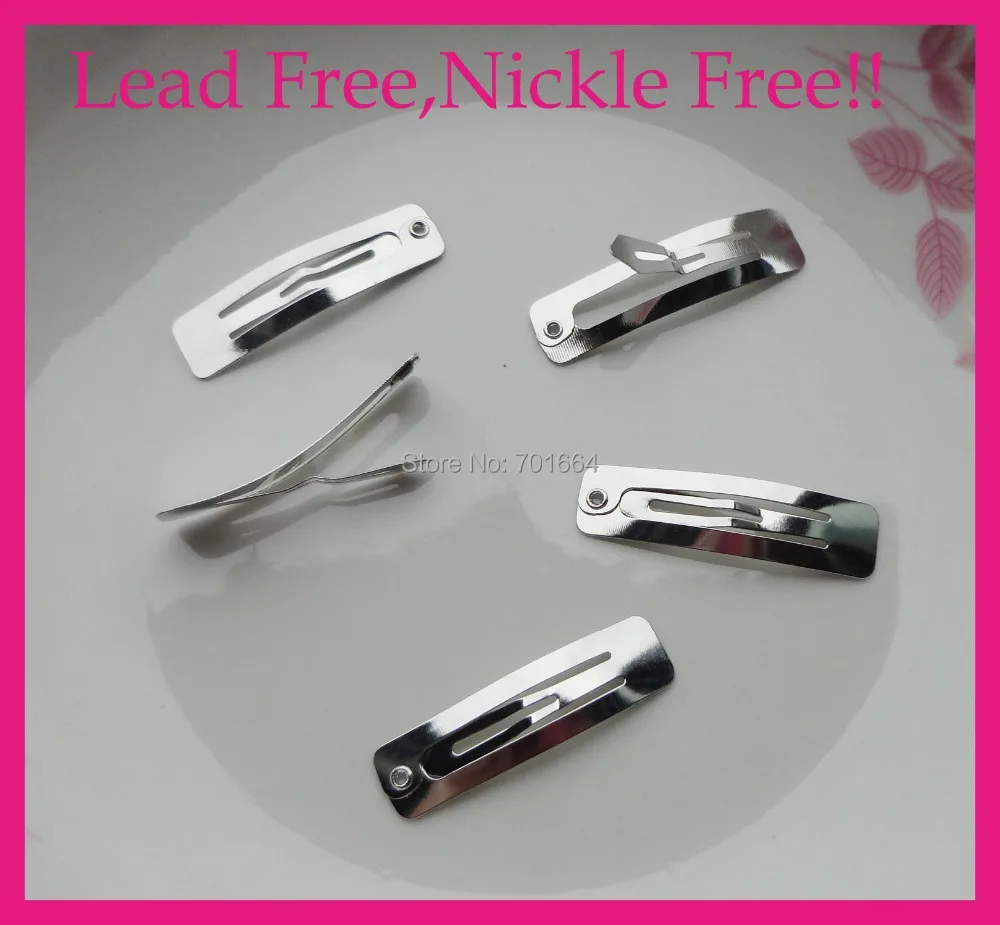 100PCS Silver Finish 4.0cm 1.50" Plain Rectangle Metal Snap Clip at