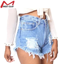 Для женщин Джинсовые шорты Винтаж рваные летние Повседневное карман Жан Короткие штаны горячие девушки Высокая Талия Мини Шорты для женщин кисточкой yl348