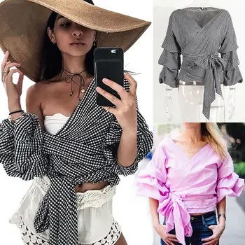 

Women's Off Shoulder Tops Long Sleeve Shirt Casual Blouse Loose