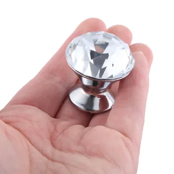 DRELD 1Pc 30mm Diamond Crystal Glass Knob Furniture Handle Drawer Cabinet Knobs and Handles Door Cupboard Kitchen Pull Handles