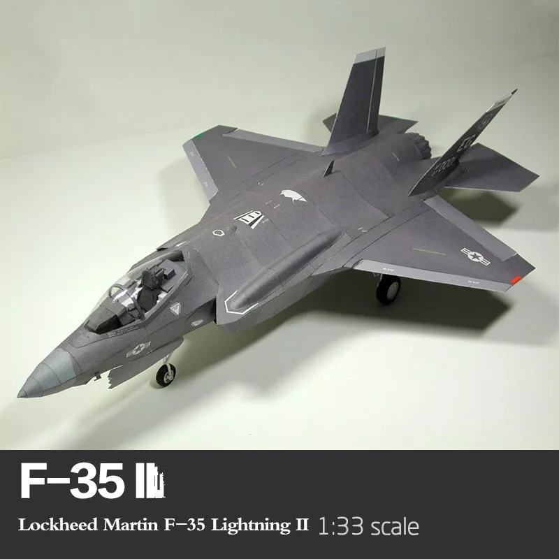 1:33 Американский F-35 II молния истребитель 3D бумажная модель самолета Руководство DIY литья под давлением весы самолет военный Вентилятор коллекция