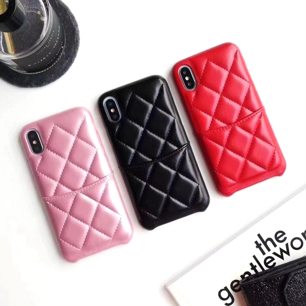 

Luxury Tide Brand Wallet Phone Case for iphone 7 6s 6 plus xr xs max 7 8plus Cases Hard Border&Soft Rhombus Silicone Back Cover