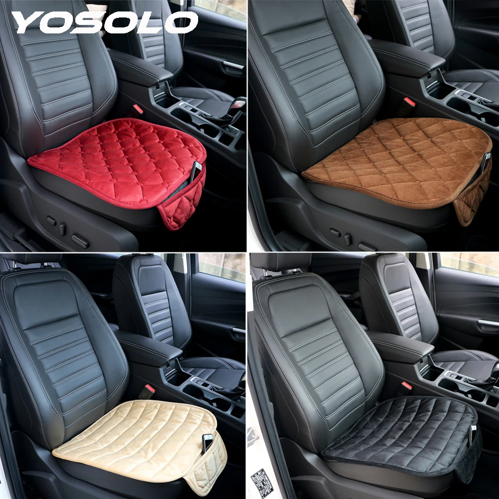 

YOSOLO Car Seat Cushion Soft Warm 52*52cm Front Car Chair Pad for Winter Plush Seat Covers Anti-skid Pad Interior Accessories