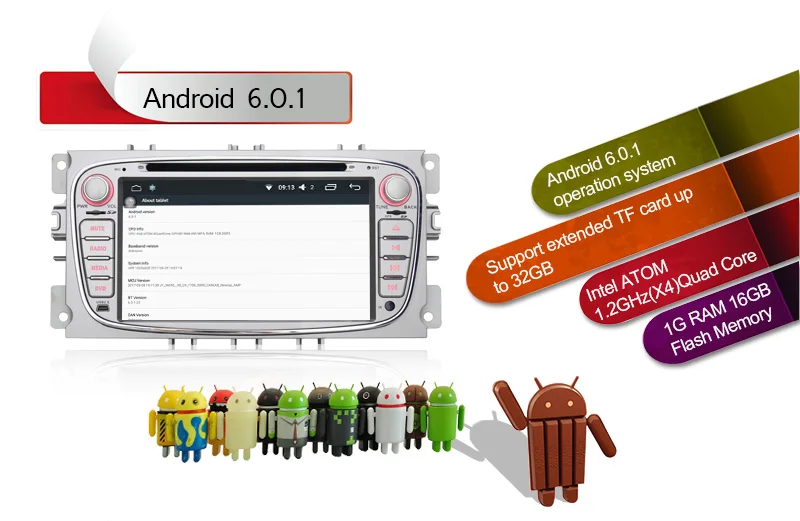 Excellent 7 Inch HD Android 8.1 Car Stereo Radio GPS Navigation Audio for Ford Focus / Mondeo / S-max / C-max / Galaxy With Canubus 6