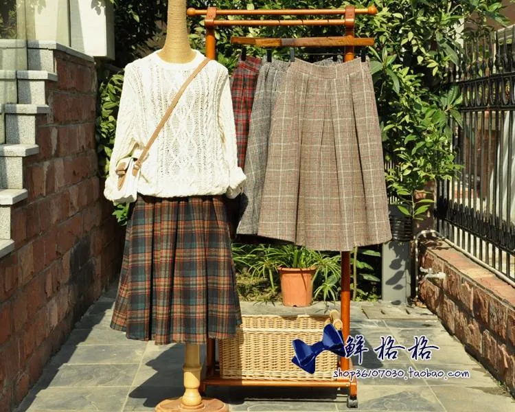 Новое поступление, японская школьная форма, юбка в клетку, Лолита, миди, Классическая шерстяная плиссированная юбка, Осень-зима, для женщин, 3 цвета, повседневные юбки
