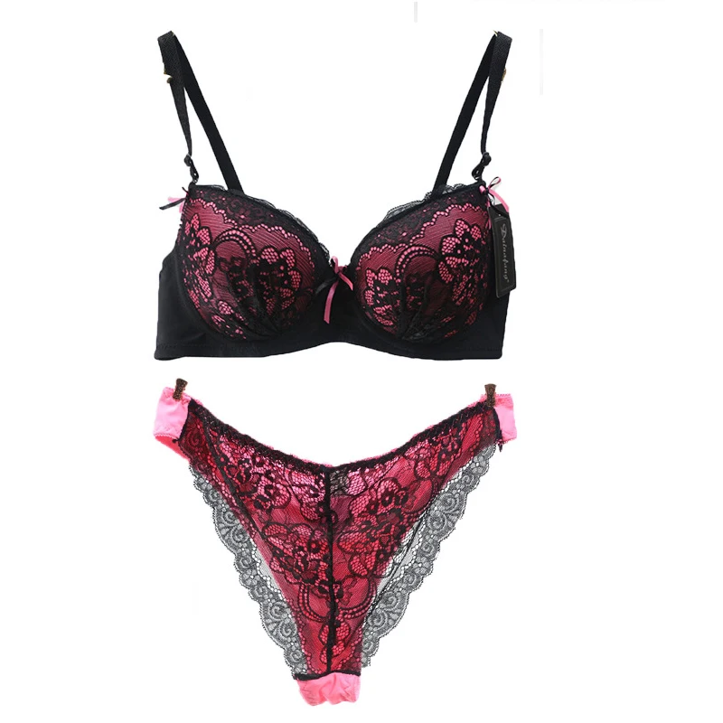 Sexy lace bra set Fashion flowers push up bras B C cups underwear for