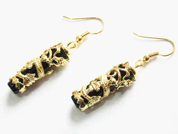 

Free Shipping fancy black natural jade FINE JEWELRY Dragon Earring