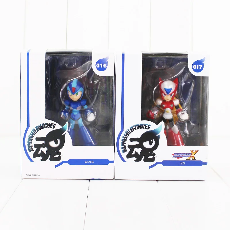 

2pcs/lot 10cm Rockman Mega Man Tamashi Nations Buddies Zero PVC figure model toy red and blue collectible model toy