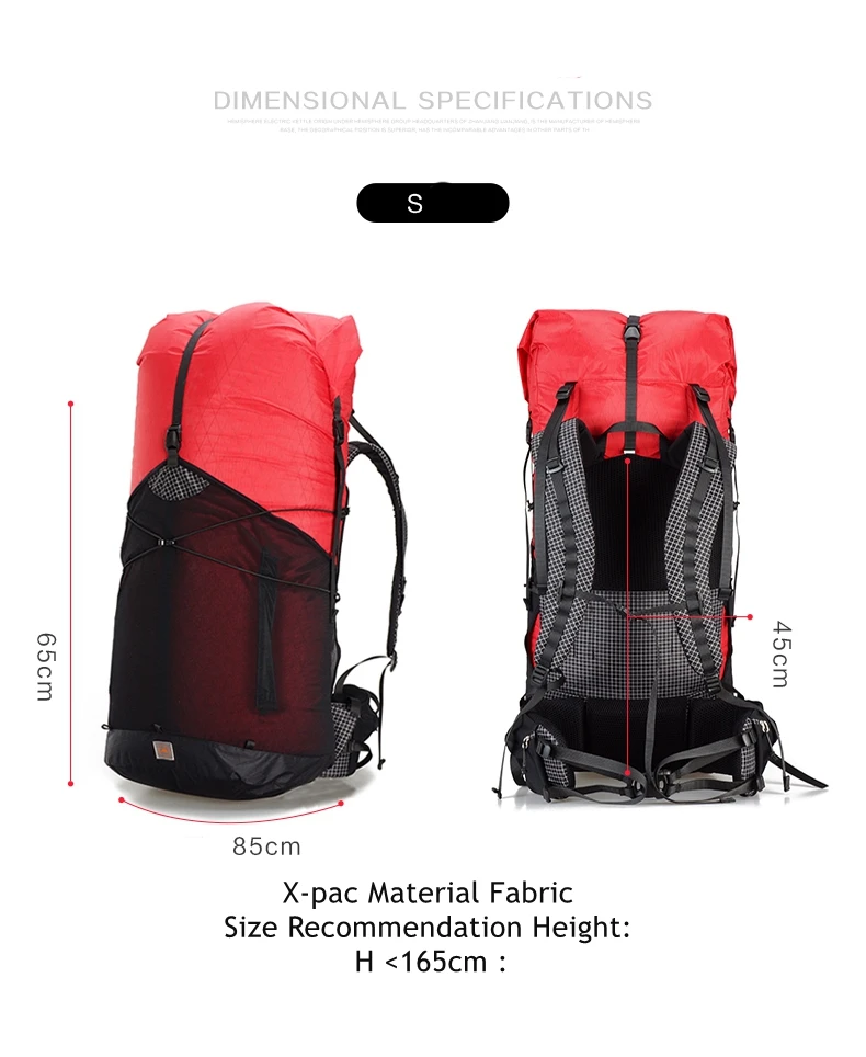 3F UL GEAR 55L большой XPAC рюкзак для скалолазания на открытом воздухе Сверхлегкий каркас меньше пакетов сумки легкий прочный путешествия Кемпинг Туризм