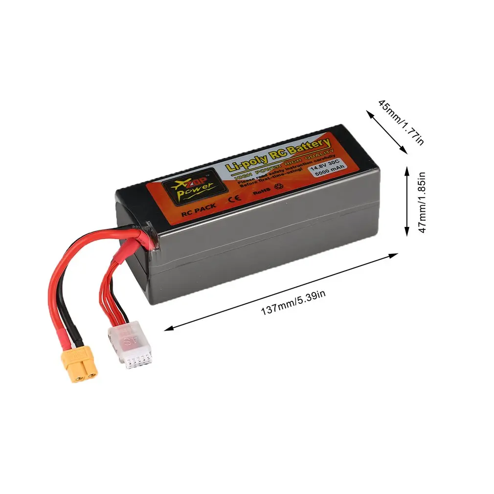 ZOP power перезаряжаемая батарея Lipo 14,8 V 5000mAh 30C 4S 1P XT60 разъем для радиоуправляемого гоночного дрона квадрокоптера вертолета модель автомобиля лодки