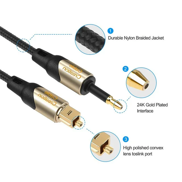 Cable De Audio Óptico Cable De Fibra Óptica [S/PDIF] barra - Temu