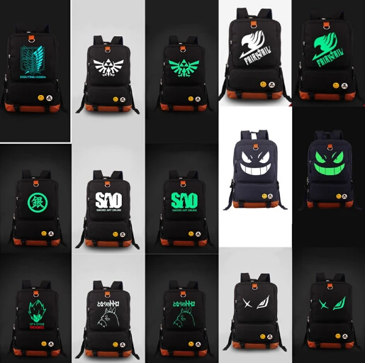 Японский Аниме Холщовый Мешок Световой Glow в Dark Сумка Школа Рюкзак сумка Горячая