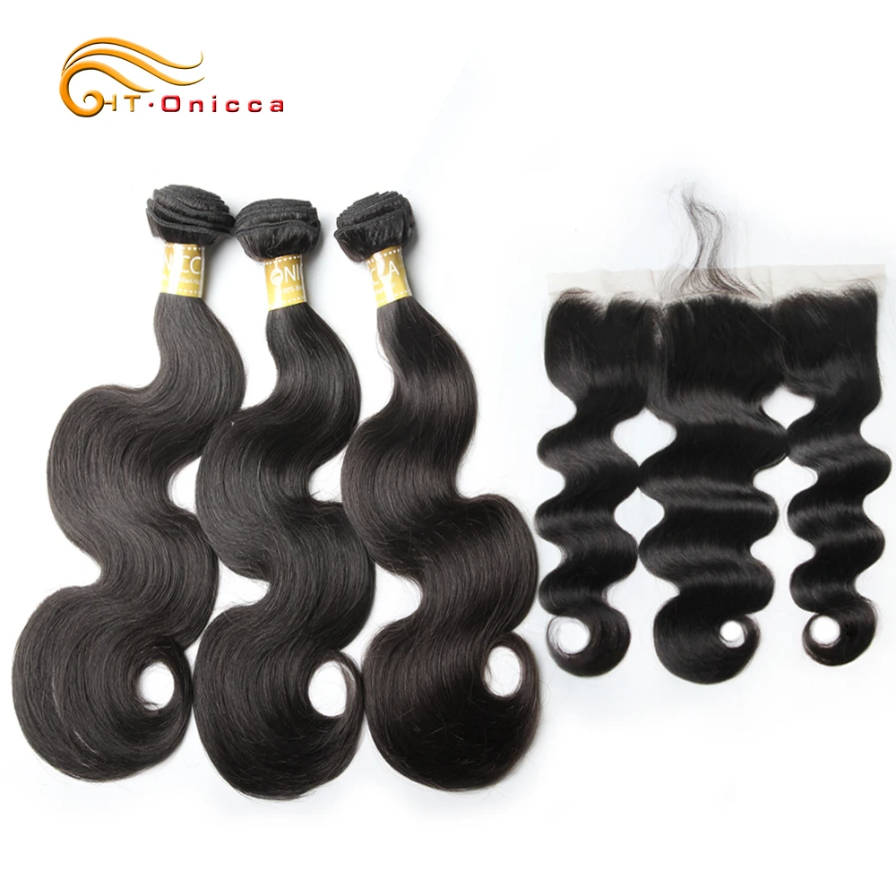 

Malaysian Body Wave 3 Bundles With Closure Human Hair Weave Bundles 13x4 Pre Plucked Lace Frontal With Bundles Hair Extension