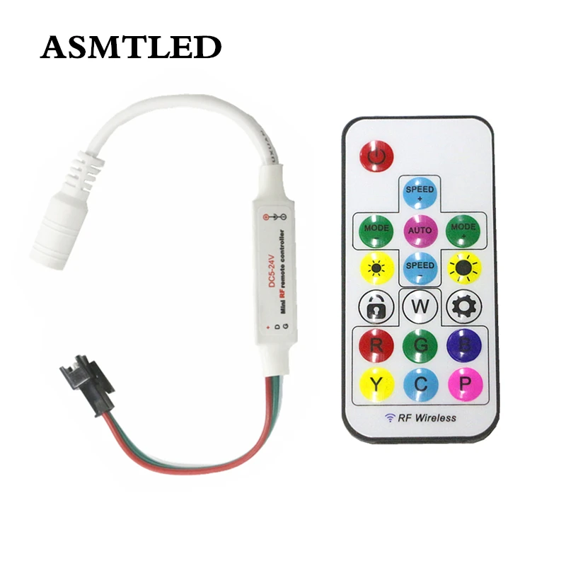 

Wireless 2.4G RF 17Keys Remote Controller 5V 12V 24V 2048 Pixels Mini Full Color RGB LED Dimmer for Magic Color LED Strip light