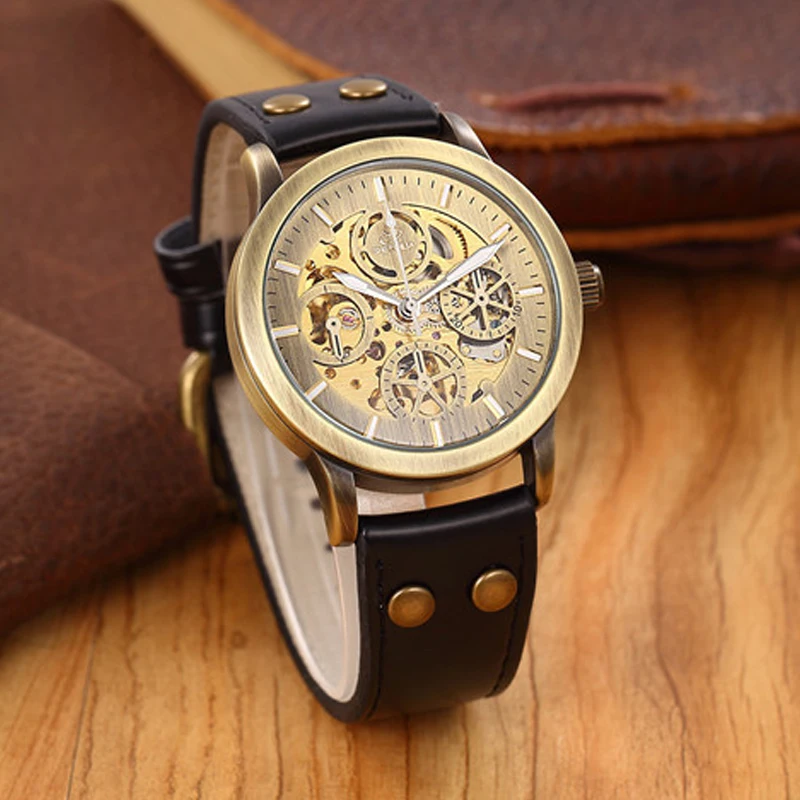SHENHUA-2018-horloges-mannen-Automatic-Watch-Men-Mechanical-Wrist-Watches-Vintage-Bronze-Transparent-Leather-Wristwatch-Clock (2)