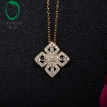 Caimao ювелирные изделия натуральный 0.20ct багет огранки бриллиантов 14kt желтое золото кулон