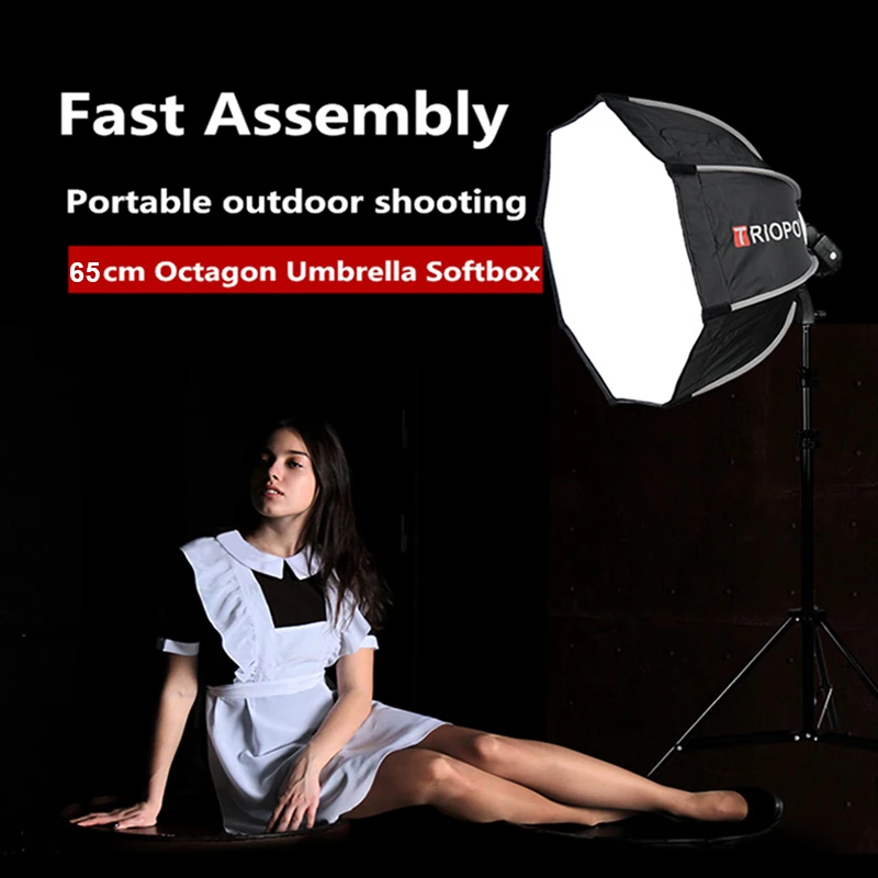 

TRIOPO 65cm Octagon Umbrella Softbox with handle For Godox On-Camare Flash speedlite photography studio accessories soft Box
