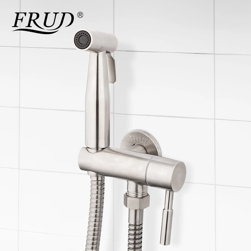 

Frud Bathroom Bidet Sprayer Stainles Steel Wall Mount Shower With Hand Spray Toilet Spray Brushed Toilet Bath Room Washing Set