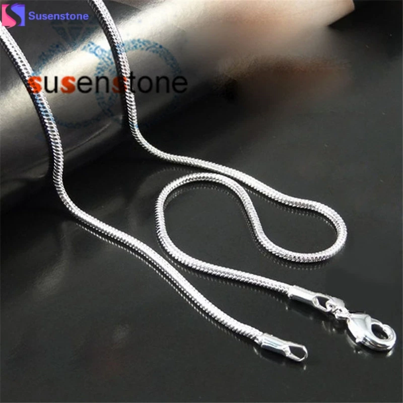 

SUSENSTONE Fashion Mens Womens Sell Silver Jewelry Snake Chain Necklace 16-22inch #1-2