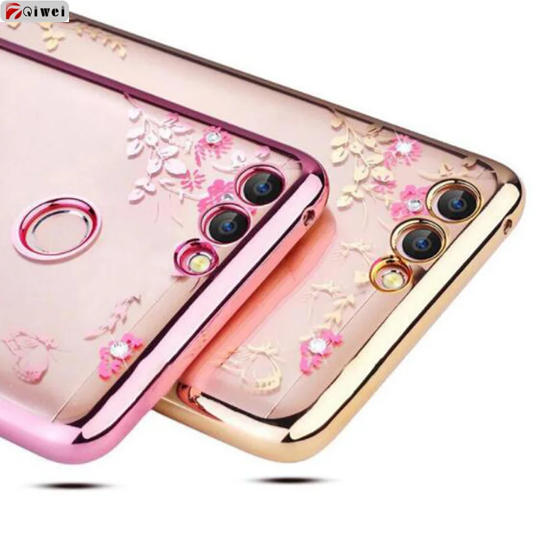 

For Huawei P Smart Case Gold Rose Flower Bing Clear Soft TPU Silicone Cases For Huawei P Smart Cover Coque PSmart FIG-LX1 Fundas