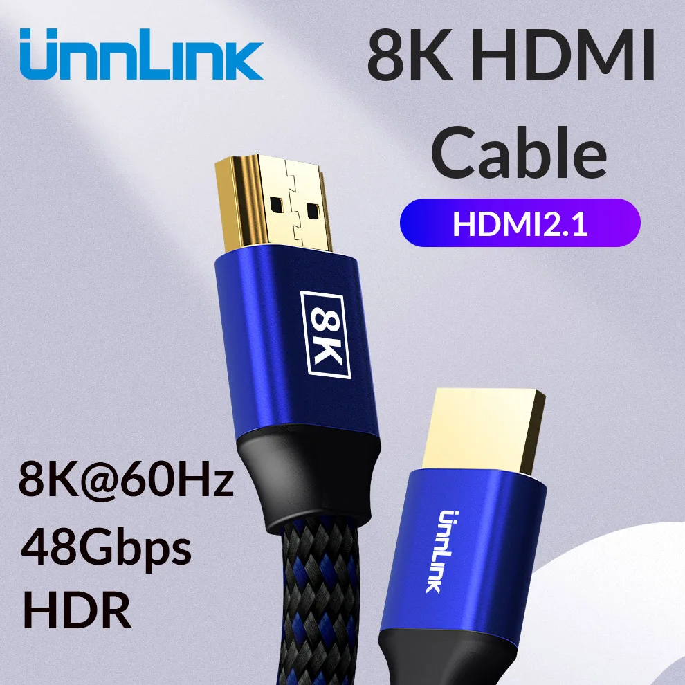 Кабель HDMI Unnlink 1 8 м 8K 60 Гц 4K 120 2 HDR RGB 4:4:4 48 Гбит/с HDCP2.2 для разветвителя PS4 ТВ xbox