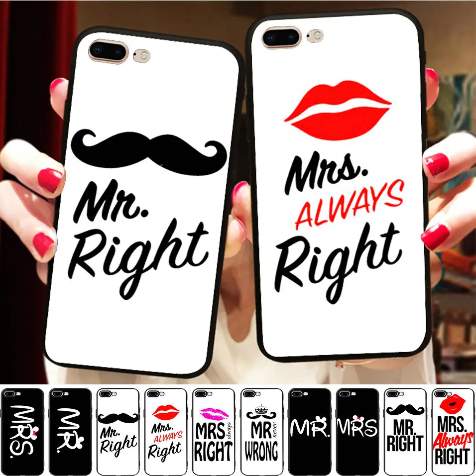 

Lipstick Mr Mrs Always Right Case for iPhone 6s Case BFF Couple Matching Case for iPhone X 7 XR XS Max SE 6 8 plus Coque