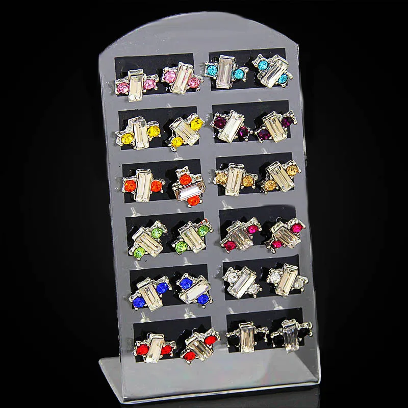 

LAKONE 12 Pairs Set Crystal Geometry Stud Earrings For Women Girls Fashion Jewelry Colorful Original Brincos