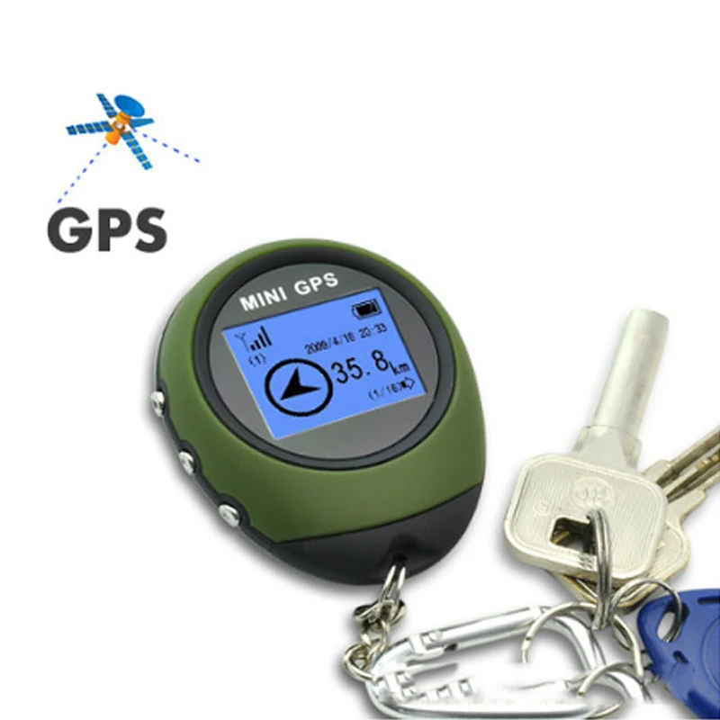 Podofo Mini GPS receptor de navegación localizador de mano Buscador USB recargable con brújula al aire libre deporte viaje llavero de mano