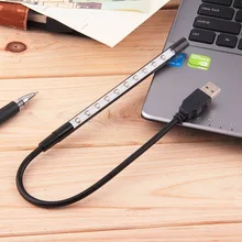 Мини Гибкий DC5V 10 светодиодов Настольная лампа с USB компьютера для чтения настольная лампа для ноутбук, лэптоп, компьютер настольных ПК свет и освещение/Светодиодные лампы/Светодиодные ночные огни
