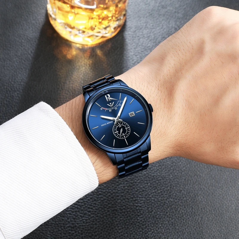NIBOSI Simple Gold Watch Men Relojes 2018 Quartz Clock Military Sport Male Full Steel Business Gift