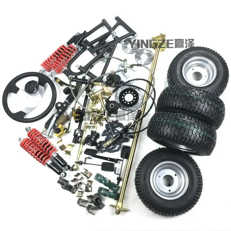 

GO KART KARTING ATV UTV Rear Axle Steering Gear Rack Pinion Swingarms Tie Rod Steering Wheel Disc Brake With 13X5.00-6 Wheels