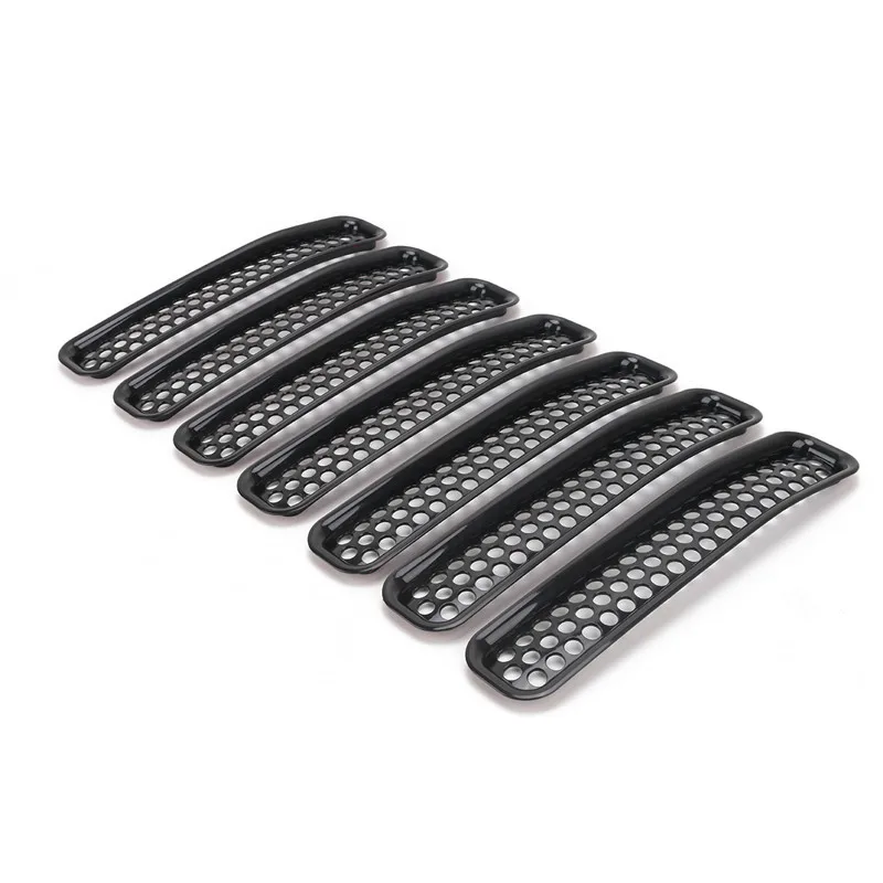 WISENGEAR  For Jeep Wrangler TJ Front Mesh Grill Bezel Cover 7PCS Bumper Grille Insert Honeycomb Trims Grill For Jeep Wrangler TJ 1997 - 2006  (30)