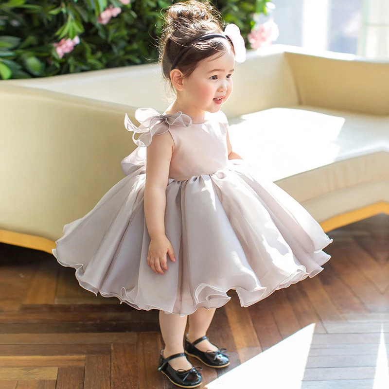 Appliques Girl's Summer Dress Baby Flower Girls Dresses Knee-Length Princess Dress Children Ball Gown Evening Party Gown E261